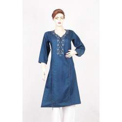 Denim Embroidery Kurti