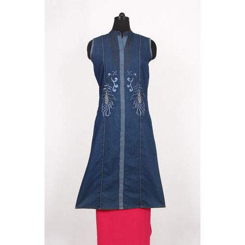 Sleeveless Denim Kurti