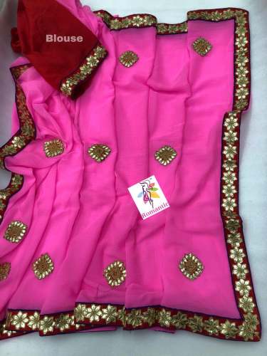 fabric marbel chiffon saree