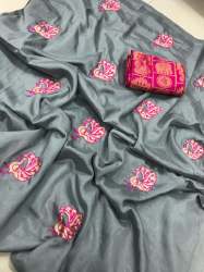 fabric vichitra  silk with embroidery work