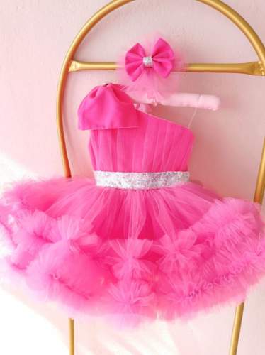 kids girl flair soft cotton net frock  by Iscon Empex