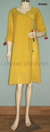 Yellow Angrakha Style Kurti by Lotusse Lifestyles