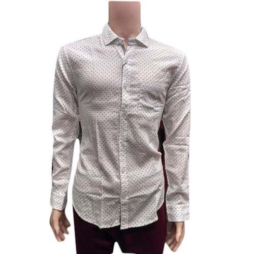 Men Dotted White Shirt