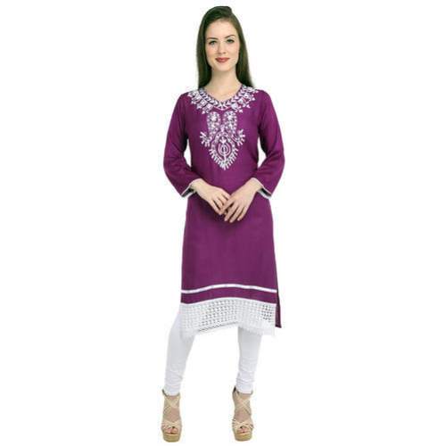 Chikan Embroidered Kurtis by SKM Fabric
