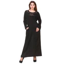 Embroidery Black Long Dresses