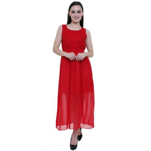 Sleeveless Georgette Long Dresses