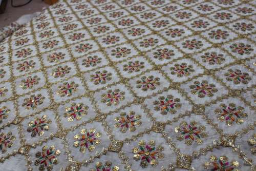 fancy cotton sequin embroidery work fabric by Aryansh designers