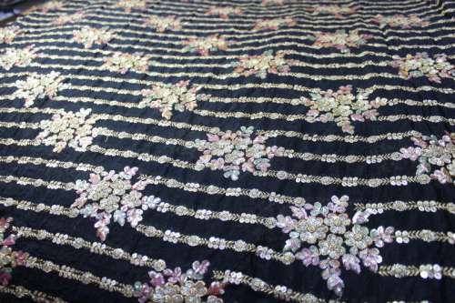 fancy multi embroidery work fabric by Aryansh designers