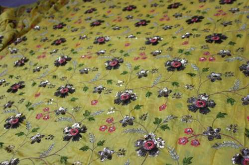 yellow  sequin work fabric by Aryansh designers