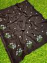 Beautiful Flower Embroidery Work Linen Saree thumb 2