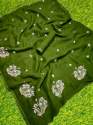 Beautiful Flower Embroidery Work Linen Saree thumb 3