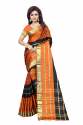 Checks design cotton silk saree thumb 3