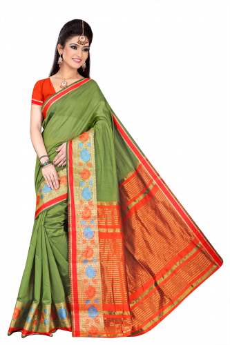 Fancy Cotton Saree With Blouse Piece