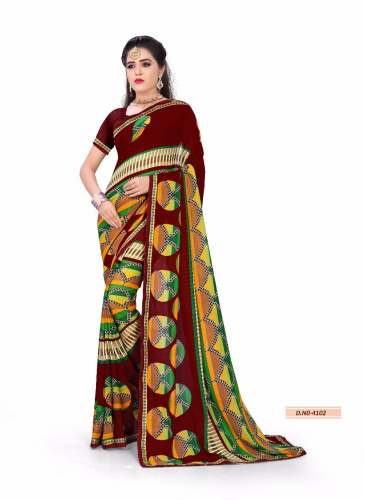 georgette printed saree with lace 