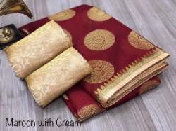 Golden Bird Chandheri  Design Saree