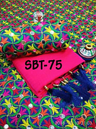 Heavy Mirror Work Silk Saree
