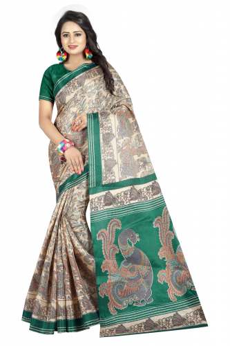  Printed Silk Kalamkari  Sarees