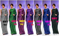 Ladies Fancy Plain Satin Saree