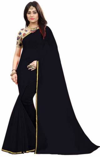 Ladies Wear Plain Chanderi Cotton Saree 