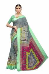 Linen With Satin Patta sarees