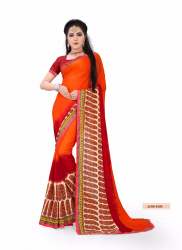 new georgette printed saree with lace 