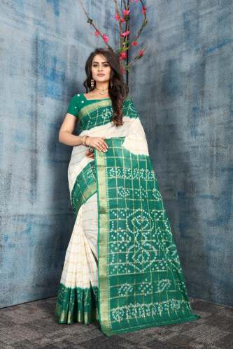 Panetar Bandhej Pure Cotton Saree