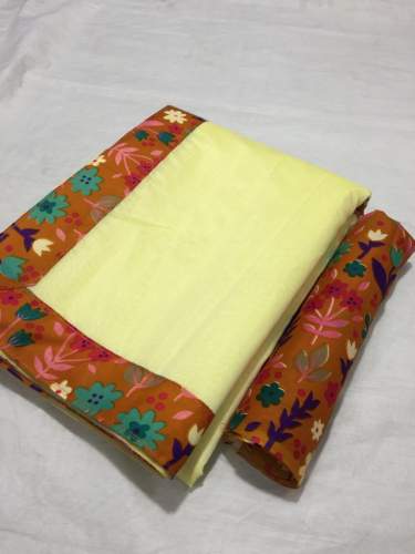 Plain Chanderi Saree With  Digital Printed Border 