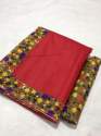 Plain Chanderi Saree With  Digital Printed Border  thumb 2