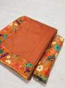 Plain Chanderi Saree With  Digital Printed Border  thumb 4