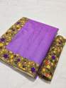 Plain Chanderi Saree With  Digital Printed Border  thumb 5
