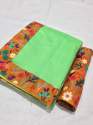 Plain Chanderi Saree With  Digital Printed Border  thumb 7