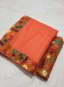 Plain Chanderi Saree With  Digital Printed Border  thumb 9