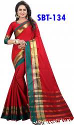 Printed  cotton silk saree