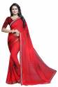 printed georgette saree with lace border