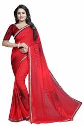 printed georgette saree with lace border