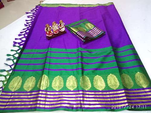 Pure Soft Poly Silk Jacquard Saree With Jhalar