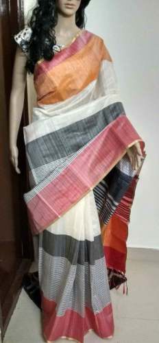 Raw Silk Lining Saree With Jhalar 