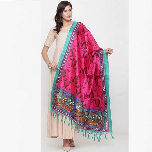silk printed kalamkari duppata 