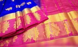Star peacock design kanjivaram saree