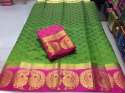 Twin peacock design kanjivaram saree thumb 1