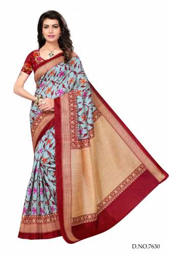 Unstiched  Bhagalpuri Saree With Blouse Piece