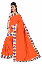 Women's Chanderi  Cotton Saree With Blouse Piece