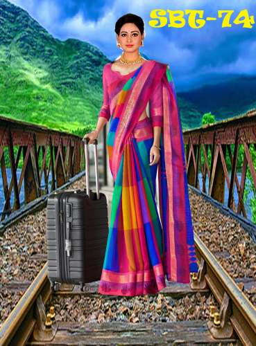 Women's Checks Design Silk Saree