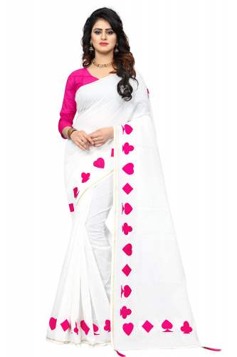 Women's Embroidery Work Cotton Silk Saree