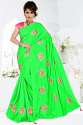Women's Heavy Embroidery Work Sana Silk Saree thumb 4