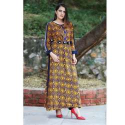 full sleeve Printed Cotton Long Kurti