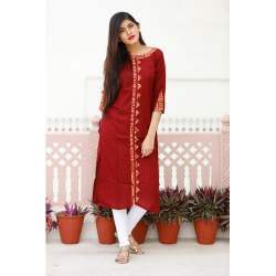 Ladies maroon Cotton Designer Kurti