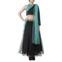 black-and-mint-one-sleeve-lehenga