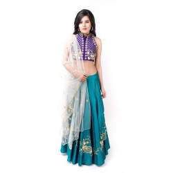 Purple Sea Green Lehenga Choli