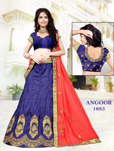 Party Wear Purple Color Embroidered Lehenga  by Manbhavan fashion
